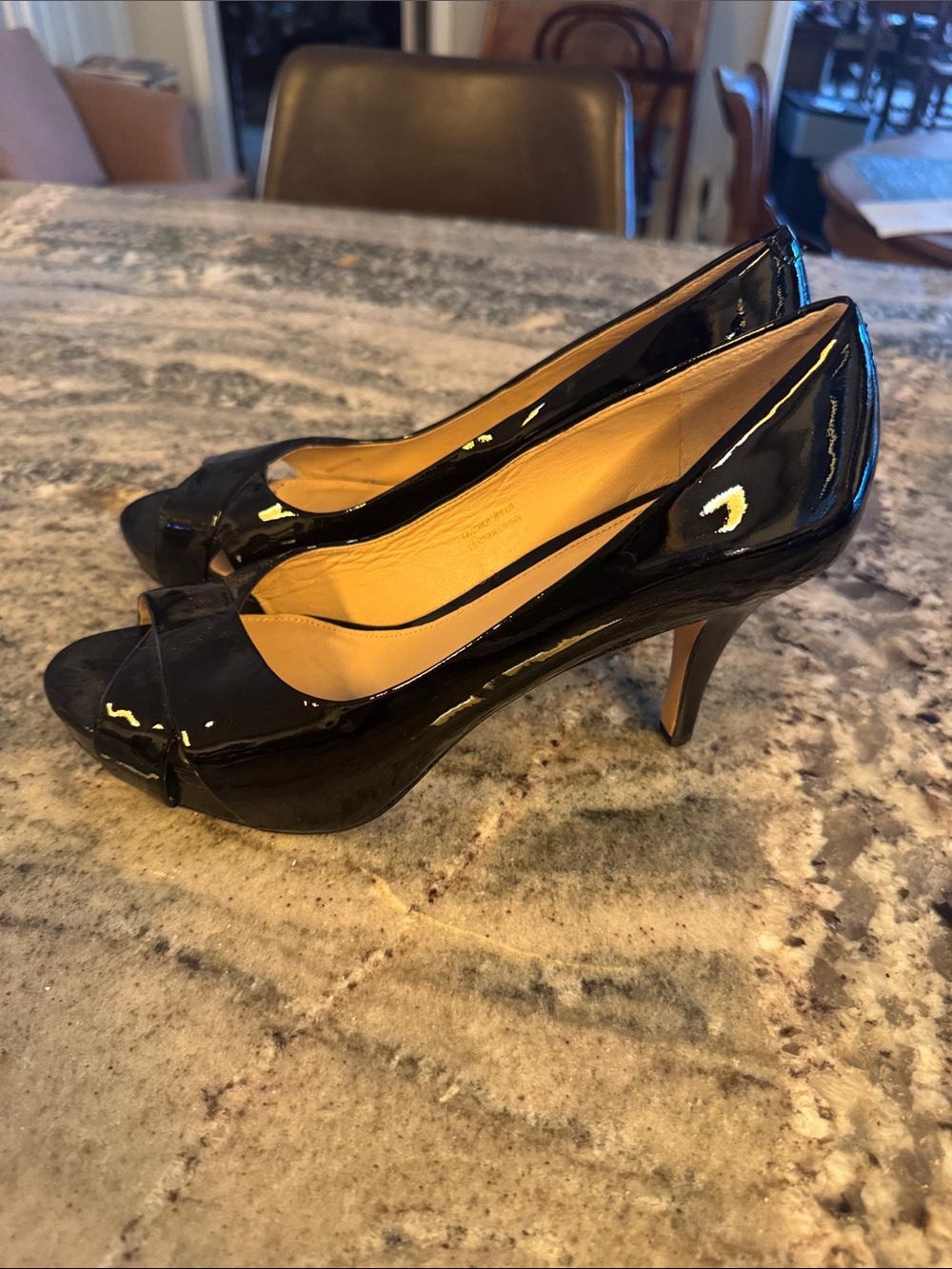 Classic Black Patent Peep-Toe Heels